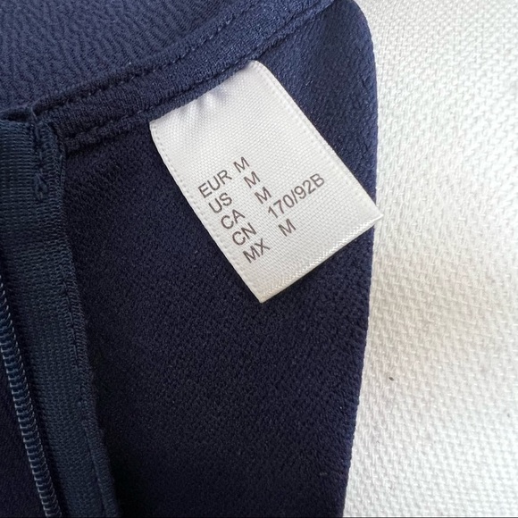 Romwe Navy Scalloped Hem Stretchy Knit Flared Skater A-line Dress - Picture 7 of 8